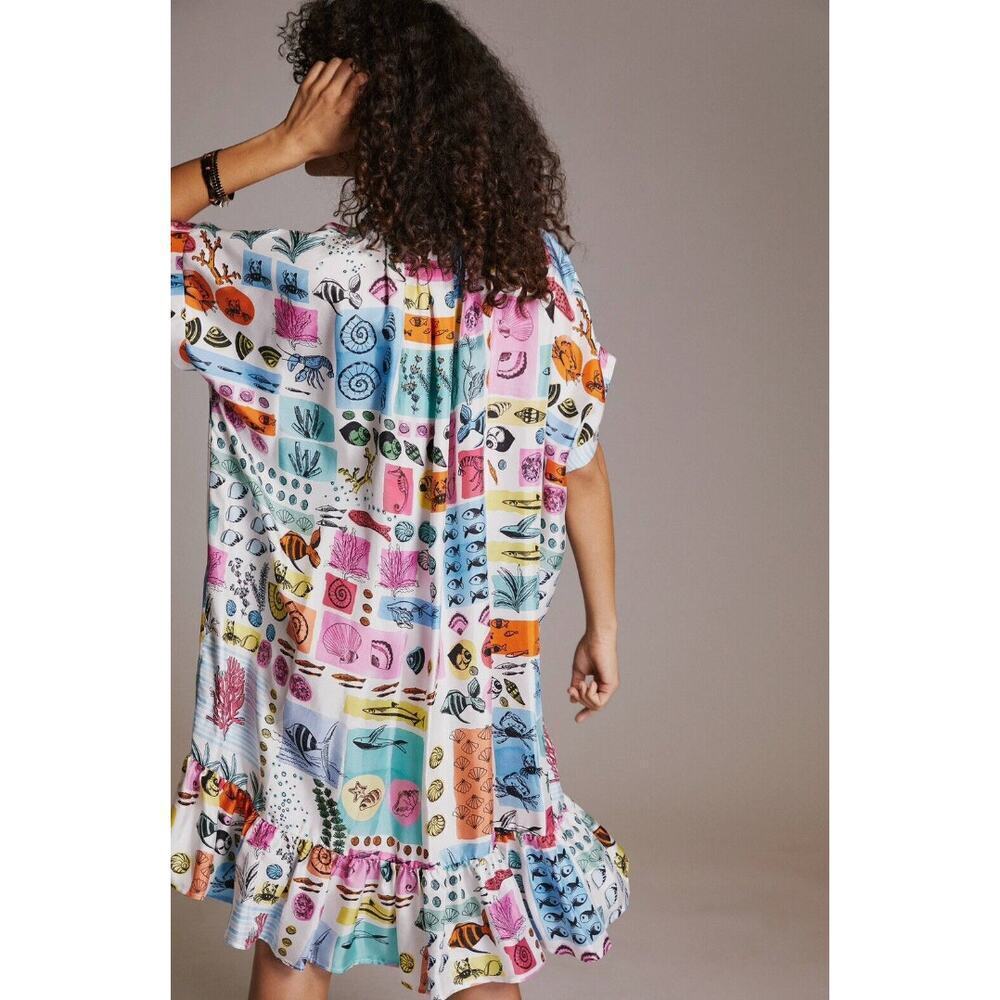EUC $399 Anthropologie Beatrice B 100% Silk Sea Printed Mini Dress - Picture 4 of 9